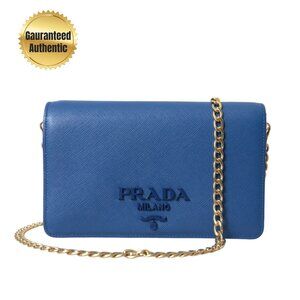 Prada Elegant Monogram Leather Sling Purse